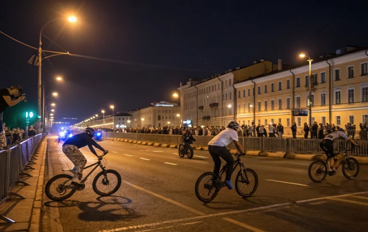 Шесть велосипедистов арестованы за шумный заезд в Петербурге