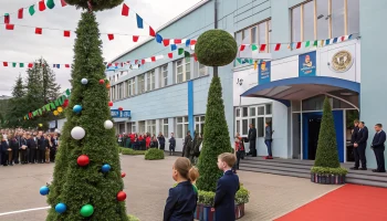 В Санкт-Петербурге открытие второй школы «Газпрома» украсили необычные топиари и декорации