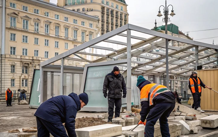Незаконные постройки убирают с Апраксина двора в Петербурге Незаконные постройки убирают с Апраксина двора в Петербурге