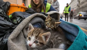В Петербурге спасли выброшенных котят, найденных в мусоре во время утреннего рейса
